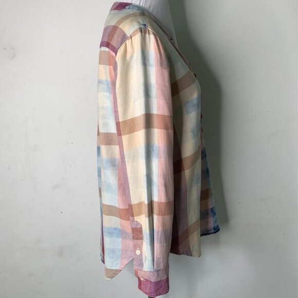 Isabella Sinclair Women's Pink Plaid Ruffle Long Sleeve Button Down Shirt XS - Picture 10 of 16